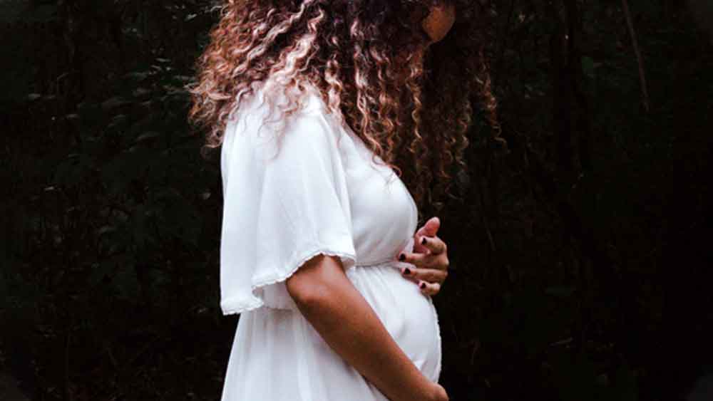 pregnant woman with beautiful hair