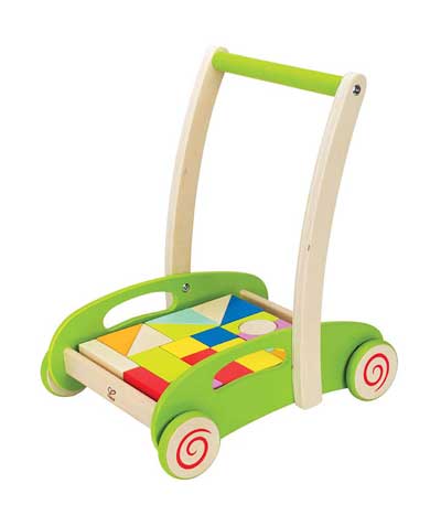 Hape Block Roll non-toxic Wooden baby Cart