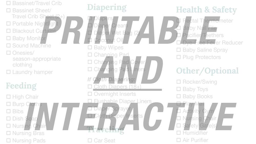 baby registry checklist PDF